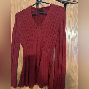 Antonio Melani Womens Addie Peplum Sweater Red Cable Knit Acrylic Blend